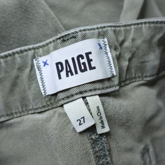 PAIGE Carly Wide Leg Jeans High Rise Washed Light Olive 4 Pocket Women's 27 - Picture 9 of 12